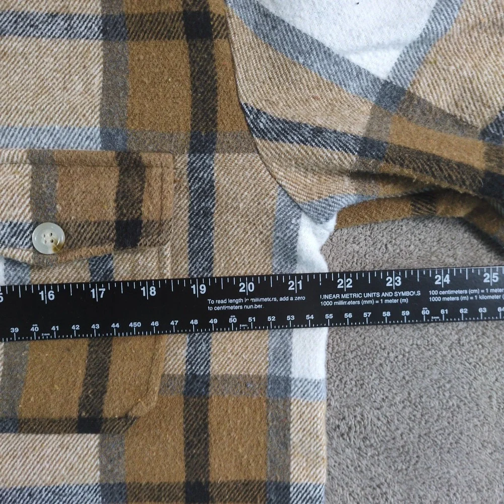 HAHA MAMA Women's Plaid Flannel Hooded Shirt Jacket Brown White Size L - Picture 5 of 7